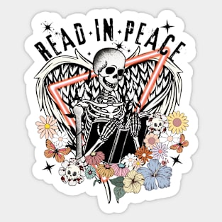 "Read in Peace" Skeleton Reading Sticker